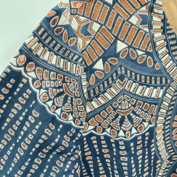 BCBG MAXAZRIA Alina woman cotton 70's bohemian hippie mini blue shift dress L - Picture 6 of 14